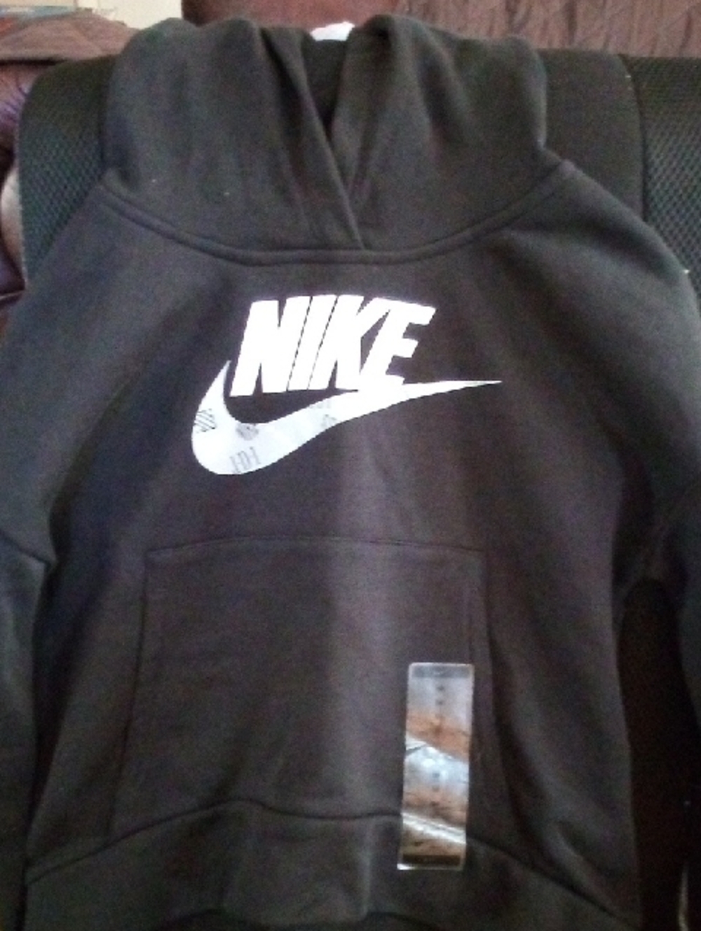 Nike Black Hoodie with Gray/White Swoosh Logo